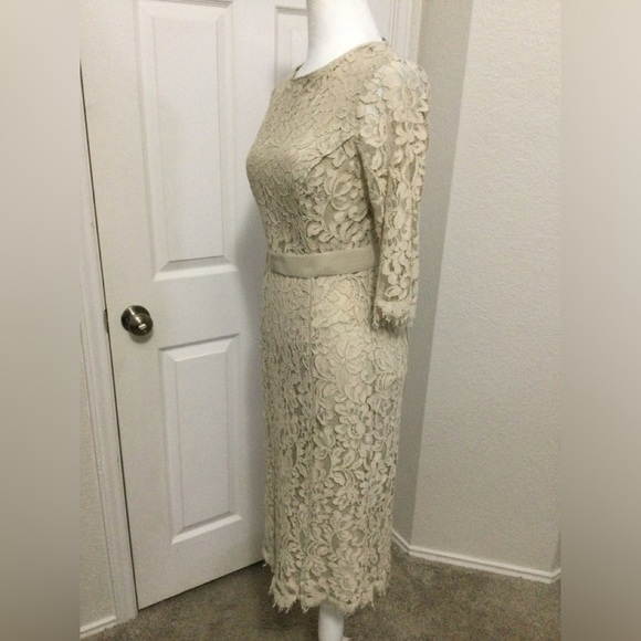 Eva Mendes New York Company Cream Floral Cotton Blend 3/4 Sleeve Dress Size XS - Picture 5 of 11